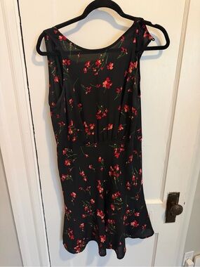 J. Crew Black Mini Dress with Red Floral Print